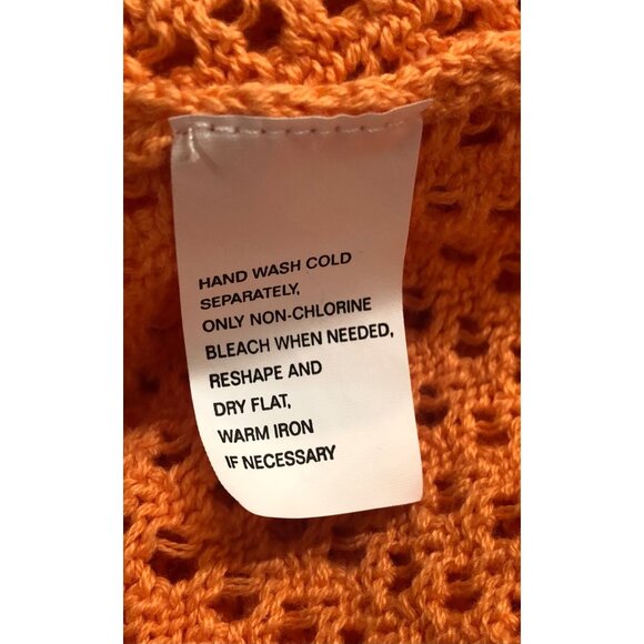 Jeanne Pierre Women's Size Small Orange Crochet Open Knit Sweater 3/4 Sleeve - Picture 4 of 4